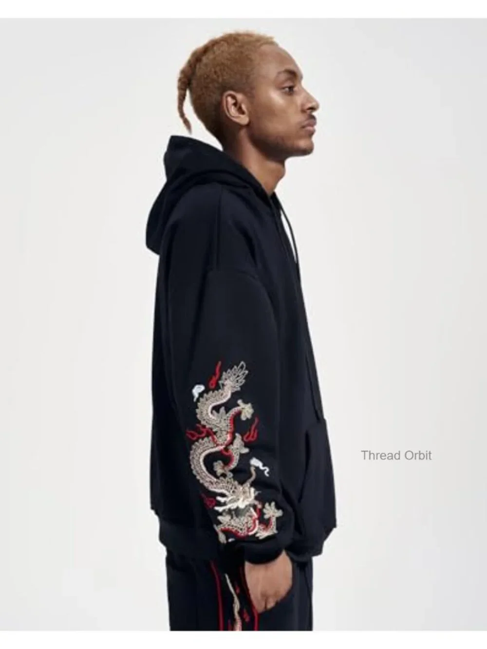 Heavyweight Embroidered Dragon Graphic Hoodie Streetwear Pullover